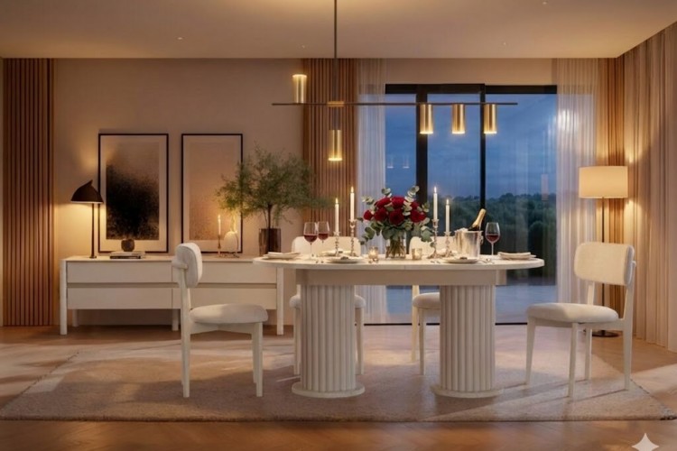 Hisar Yemek Odası Takımı: Heykelsi Tasarım ve Beyazın Ferahlığı