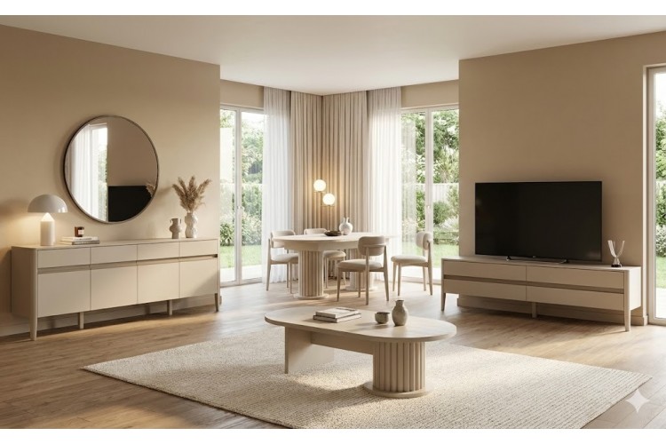 Hisar Yemek Odası Takımı: Heykelsi Tasarım ve Beyazın Ferahlığı